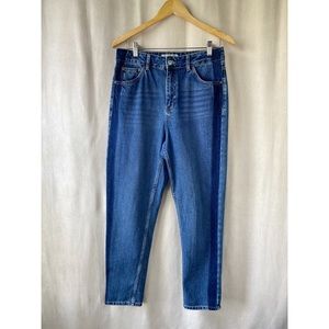 Topshop Mom Jeans with Stripe/Pocket Detail